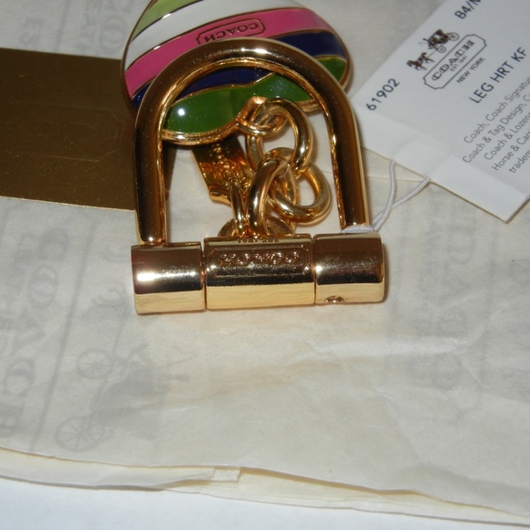 *Vintage* NWT Coach Legacy Heart Keyfob Keychain Striped Hangtag $98 - Picture 4 of 4